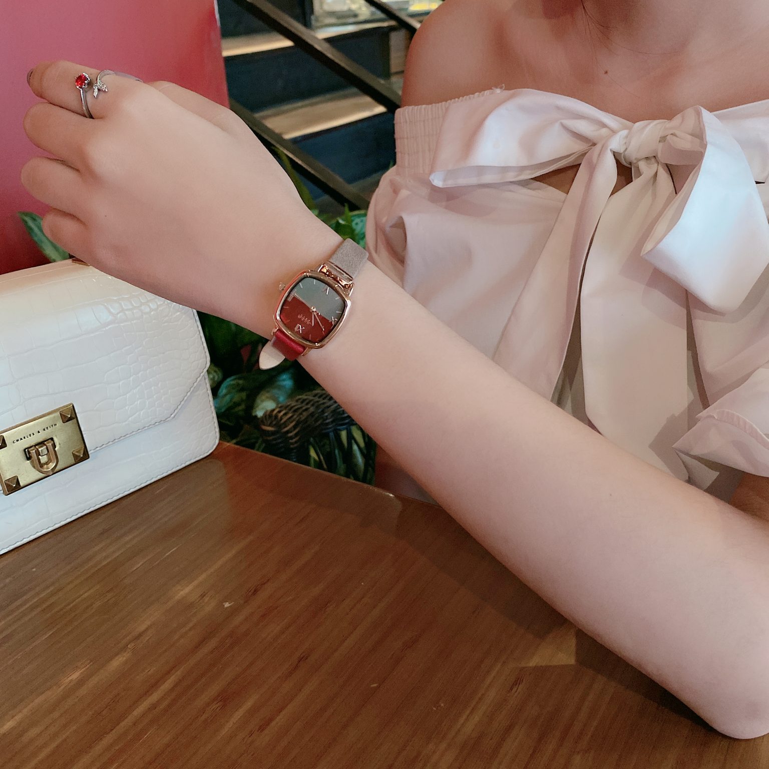 Đồng Hồ Nữ JA-1240C Julius Hàn Quốc Dây Da (Đỏ)