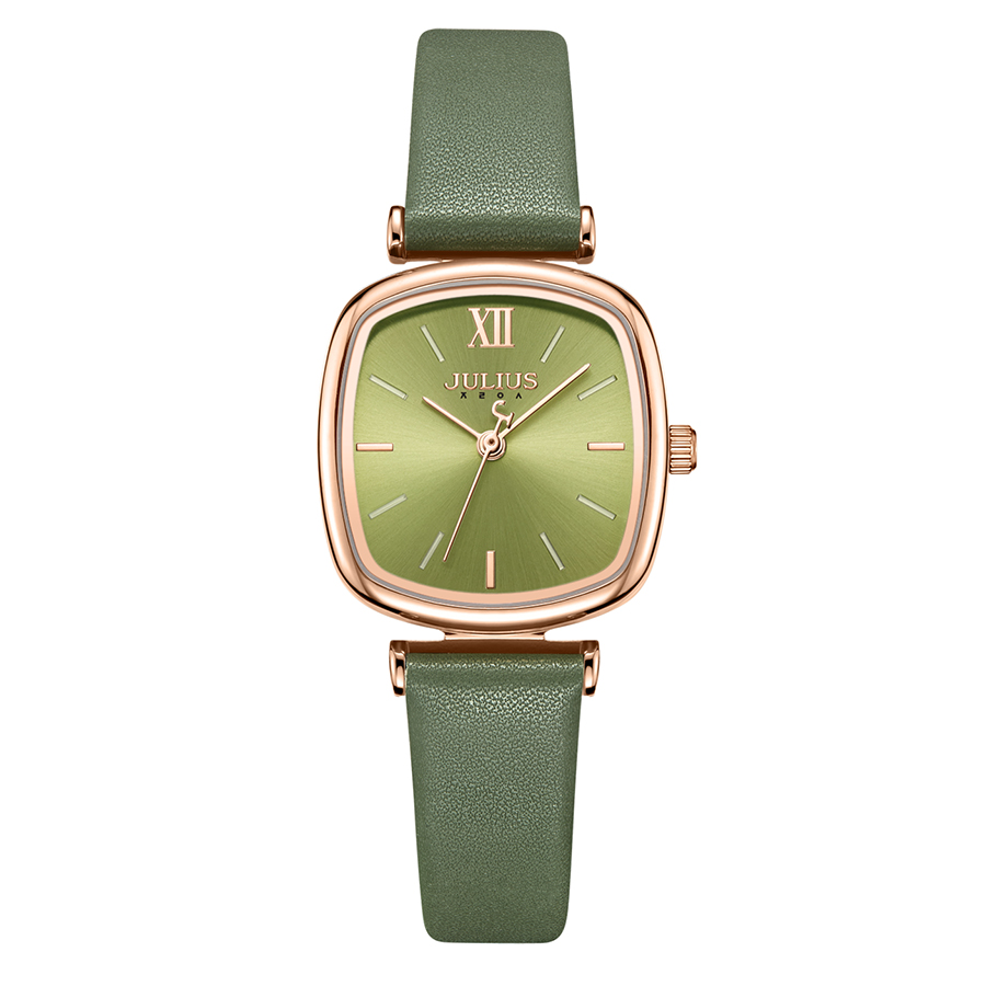 Đồng Hồ Nữ JA-1342B Julius Hàn Quốc Dây Da  (Xanh)