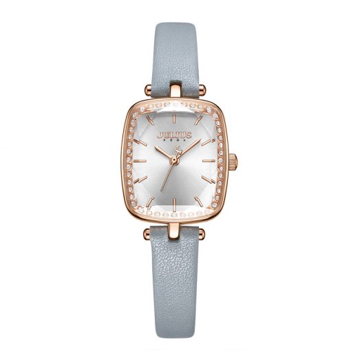 Combo Đồng Hồ Nữ JA-1341A + ES119C Julius Hàn Quốc Dây Da