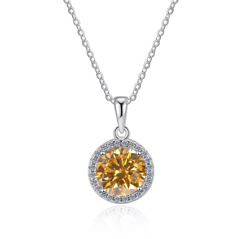 Dây Chuyền ESME ESHK060B Kim Cương Đá Moissanite Bạc 925 Xi Kim 5 lớp
