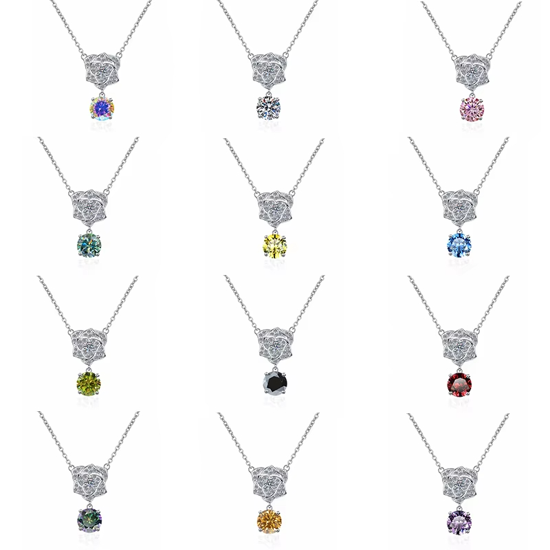 Dây Chuyền ESME ESHK034B Kim Cương Đá Moissanite Bạc 925 Xi Kim 5 lớp