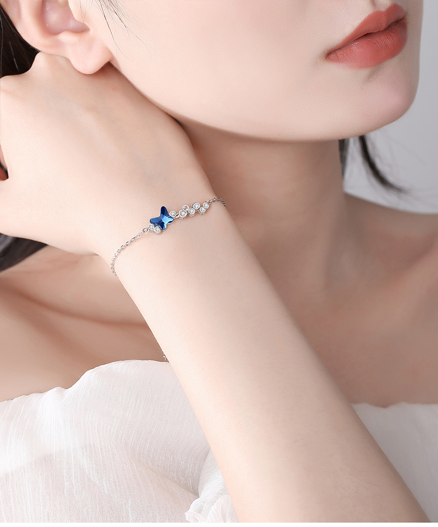 Vòng Tay Cao Cấp ESME ES037 Bạc 925 kết hợp đá Swarovski (Xanh)