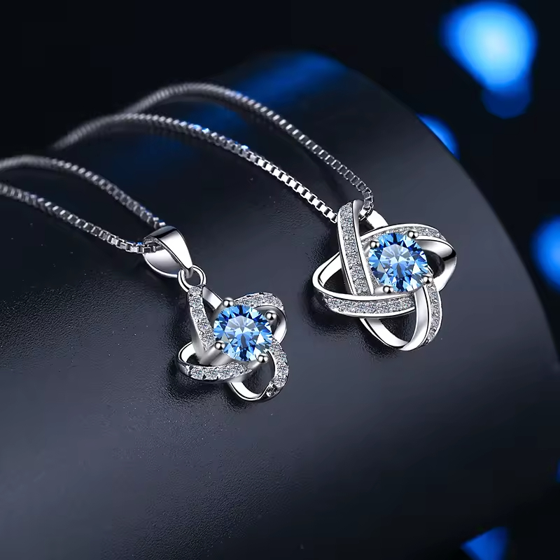 Dây Chuyền ESME ESHK033B Kim Cương Đá Moissanite Bạc 925 Xi Kim 5 lớp