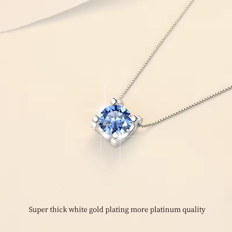 Dây Chuyền ESME ESHK002B Kim Cương Đá Moissanite Bạc 925 Xi Kim 5 lớp