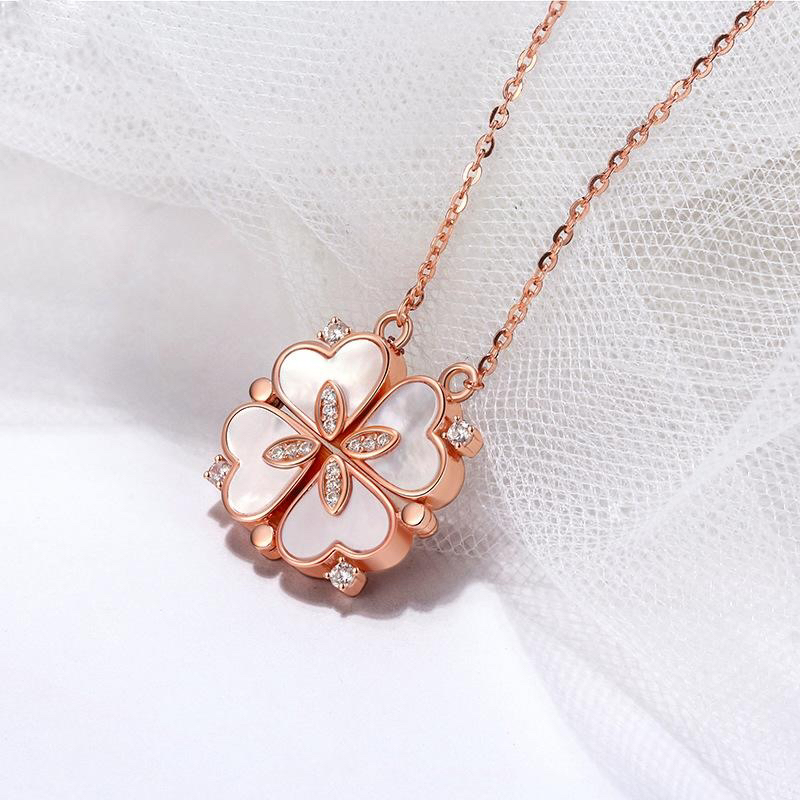Dây Chuyền ESME ES095ES bạc cỏ lá  Phủ Rodium (Vàng Hồng)