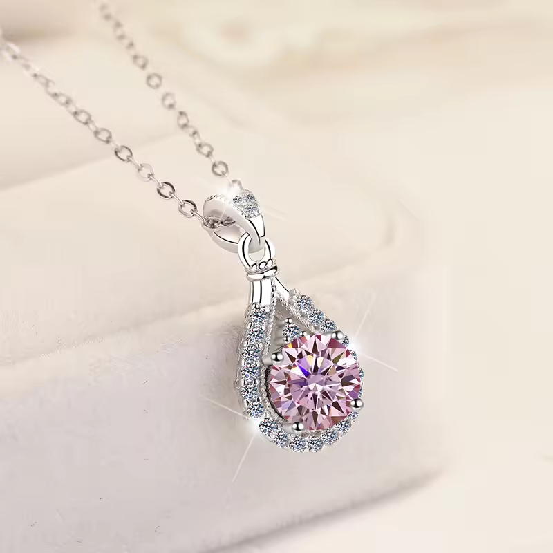 Dây Chuyền ESME ESHK011P Kim Cương Đá Moissanite Bạc 925 Xi Kim 5 lớp