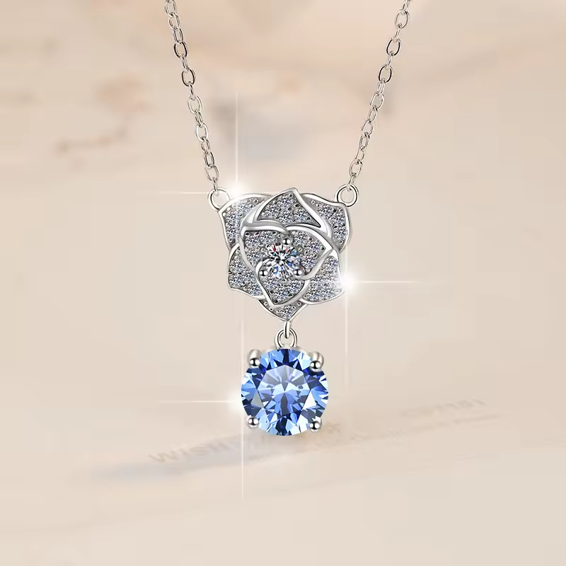 Dây Chuyền ESME ESHK034B Kim Cương Đá Moissanite Bạc 925 Xi Kim 5 lớp