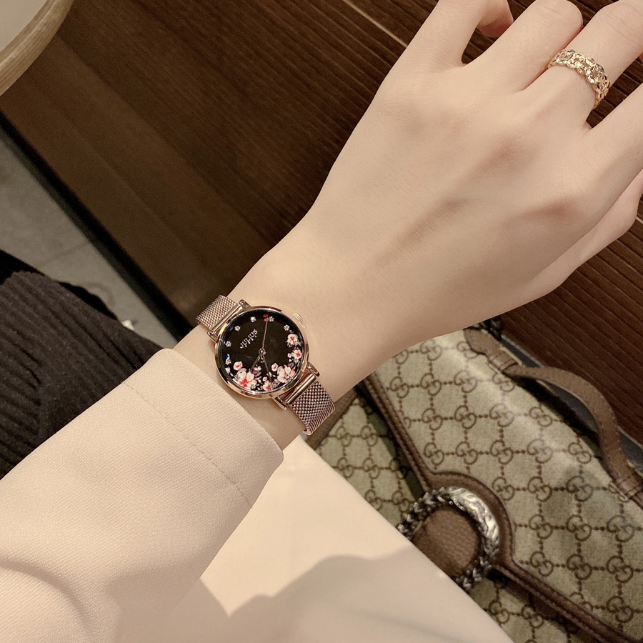 Đồng Hồ Nữ JA-1164LG Julius Hàn Quốc Dây Thép ( Mặt Hoa Văn)