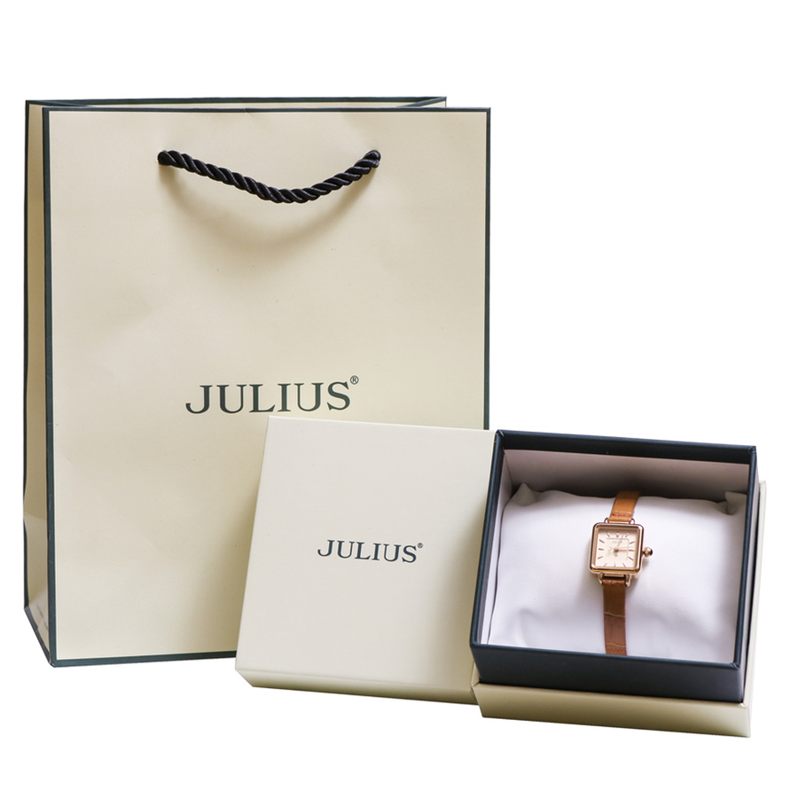 Đồng Hồ Nữ JA-1413A Julius Hàn Quốc Dây Da  (Nâu Nhạt)