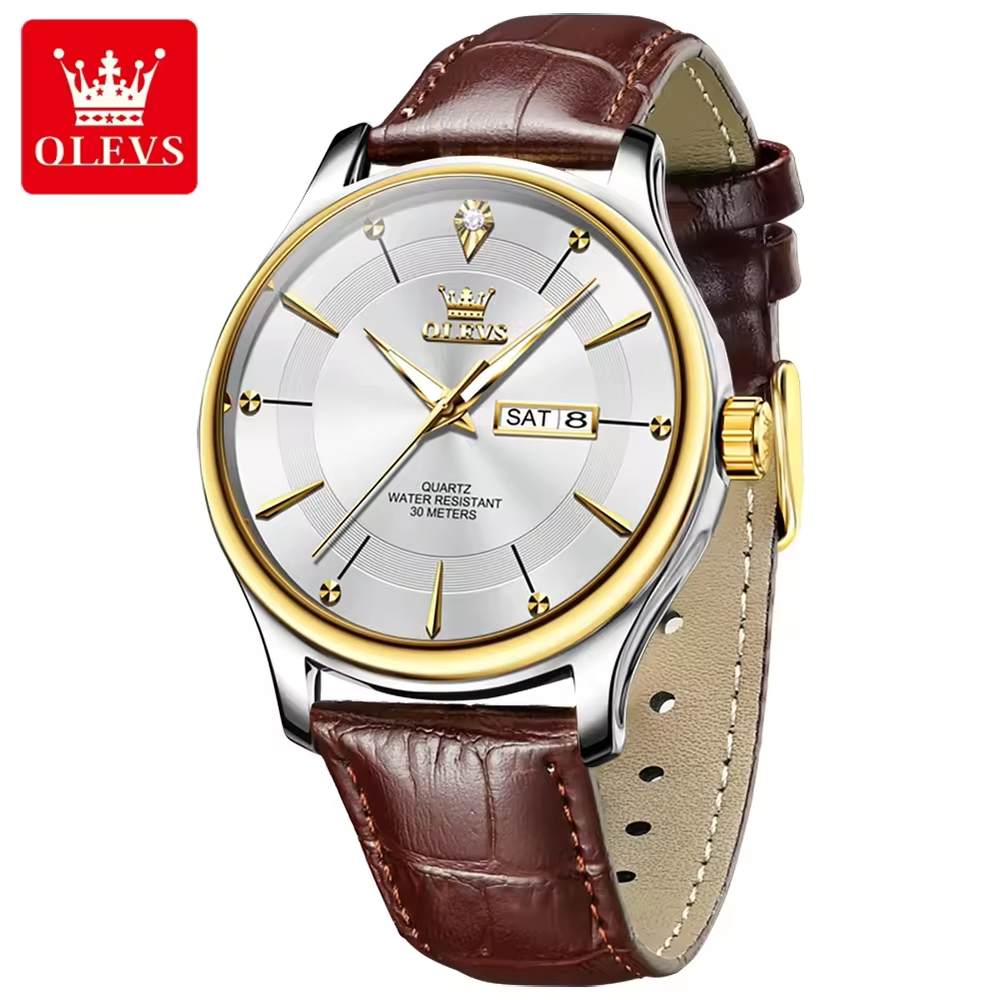 Đồng Hồ Nam OLEVS-9908 Dây Da Chính Hãng