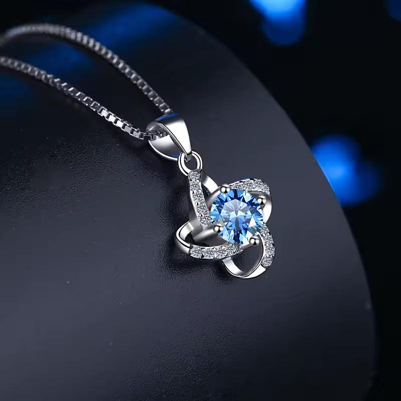 Dây Chuyền ESME ESHK031B Kim Cương Đá Moissanite Bạc 925 Xi Kim 5 lớp