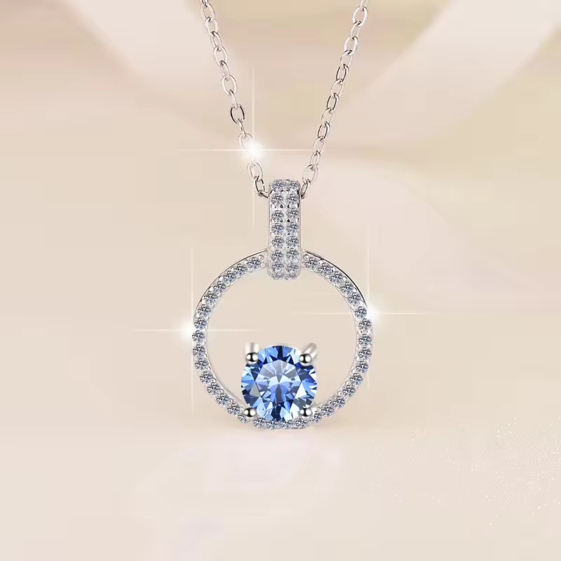 Dây Chuyền ESME ESHK059B Kim Cương Đá Moissanite Bạc 925 Xi Kim 5 lớp