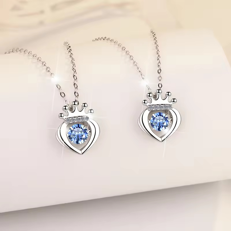 Dây Chuyền ESME ESHK021B Kim Cương Đá Moissanite Bạc 925 Xi Kim 5 lớp