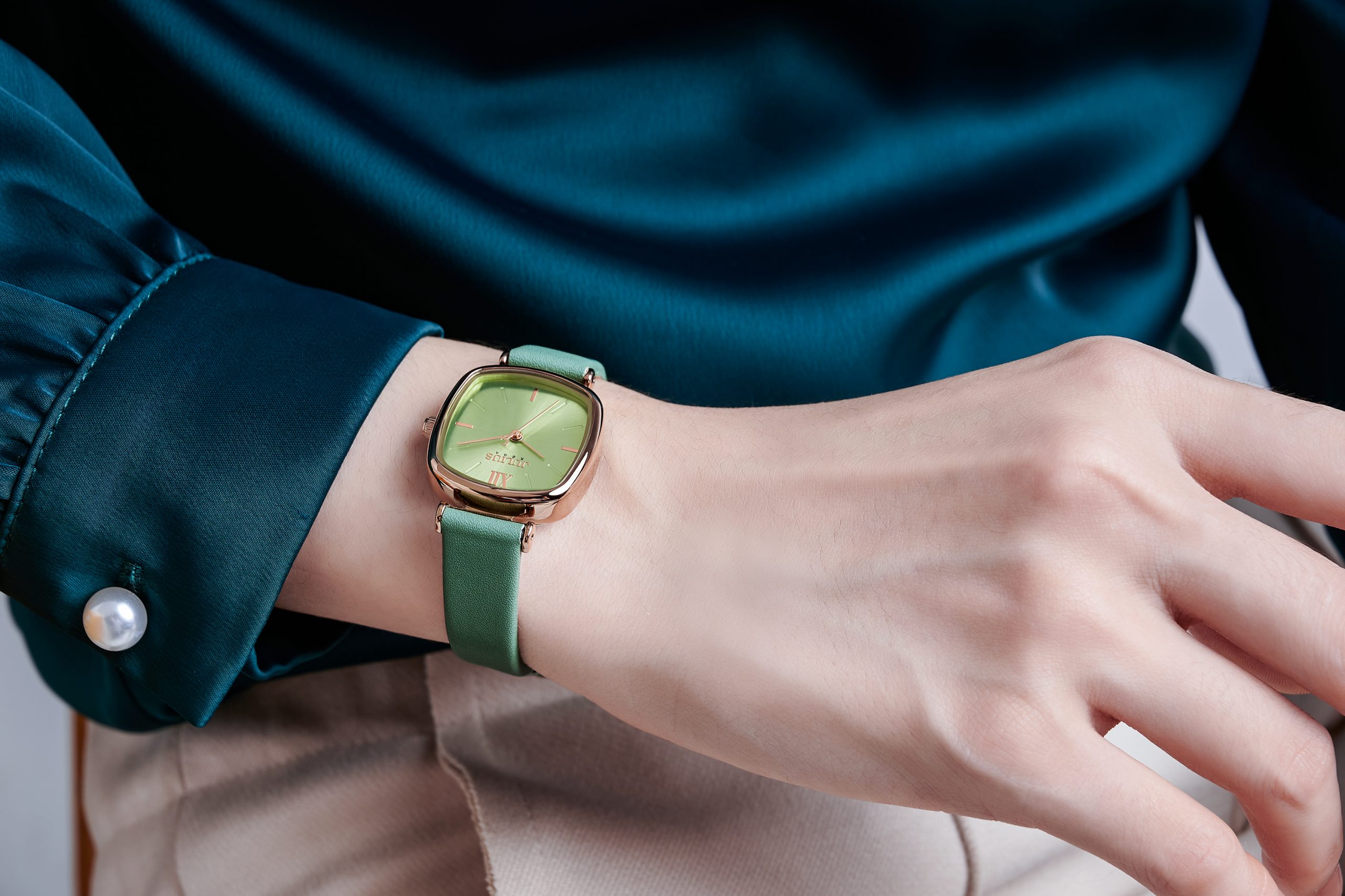 Đồng Hồ Nữ JA-1342B Julius Hàn Quốc Dây Da  (Xanh)