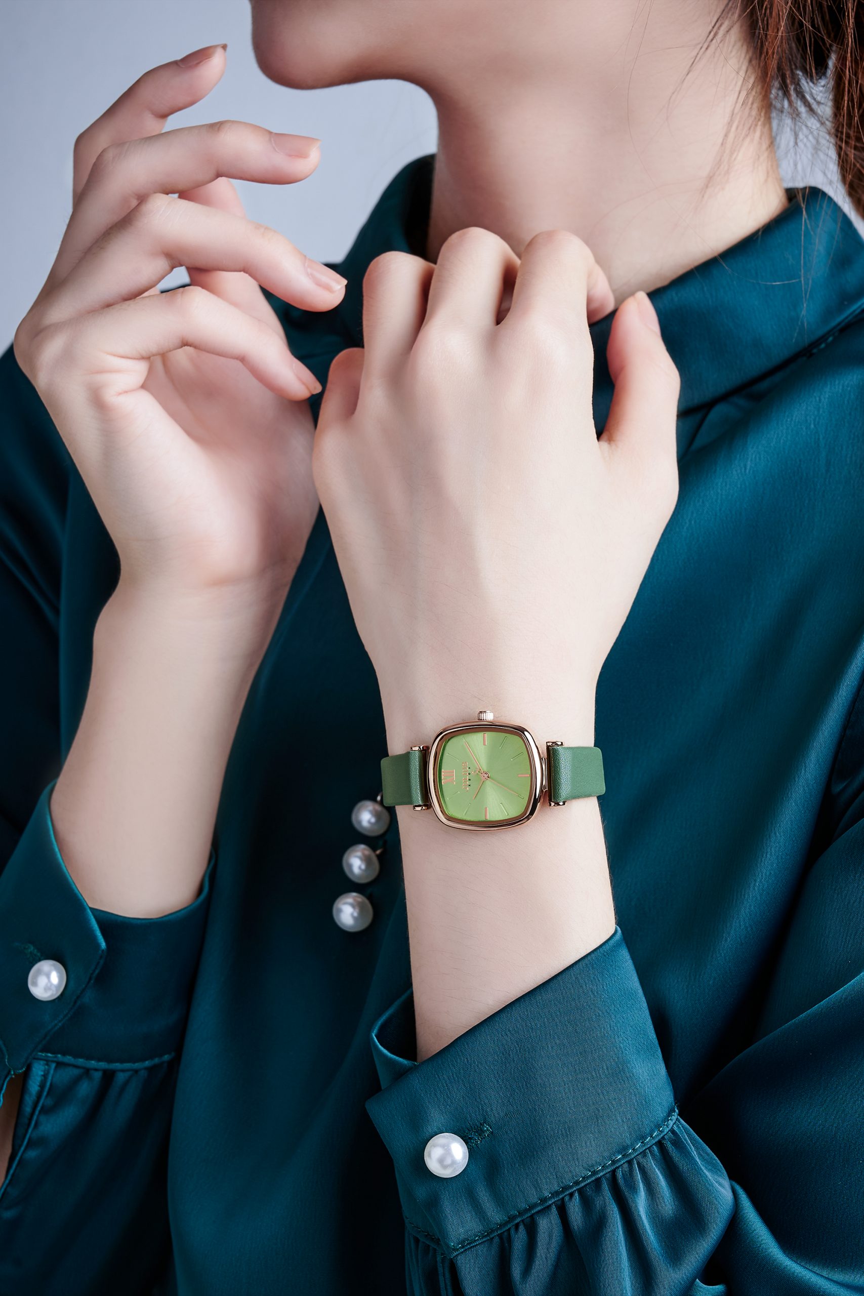 Đồng Hồ Nữ JA-1342B Julius Hàn Quốc Dây Da  (Xanh)