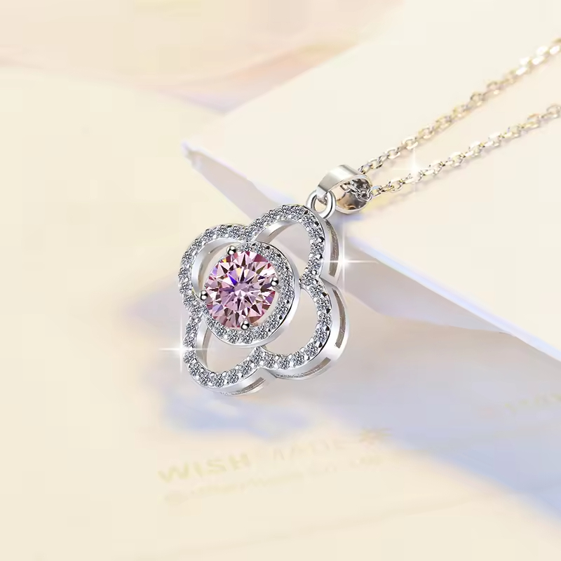 Dây Chuyền ESME ESHK061B Kim Cương Đá Moissanite Bạc 925 Xi Kim 5 lớp