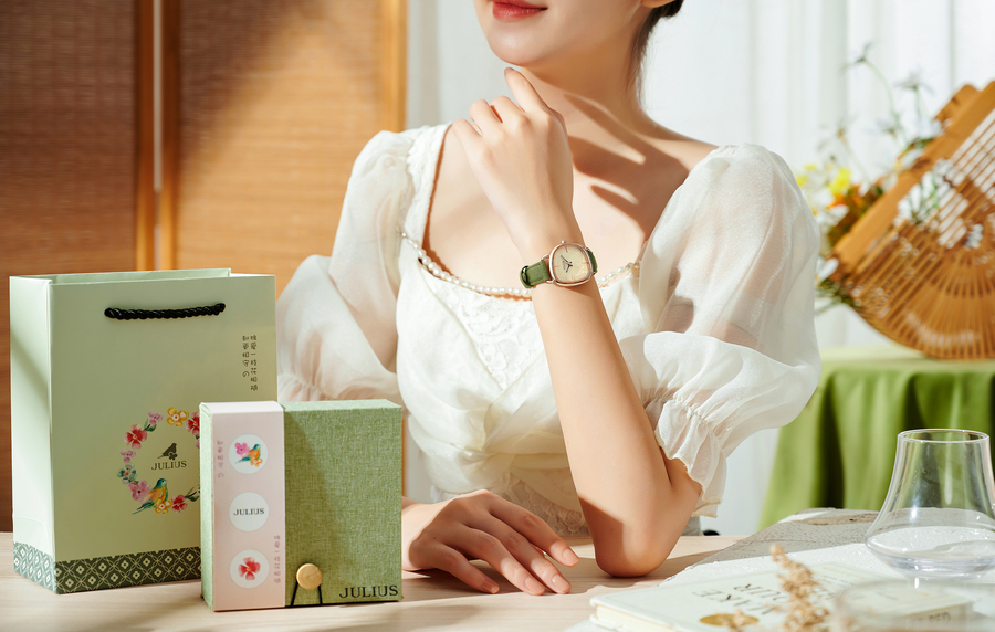Đồng Hồ Nữ  JA-1436 Julius Hàn Quốc Dây Da (2 Màu)