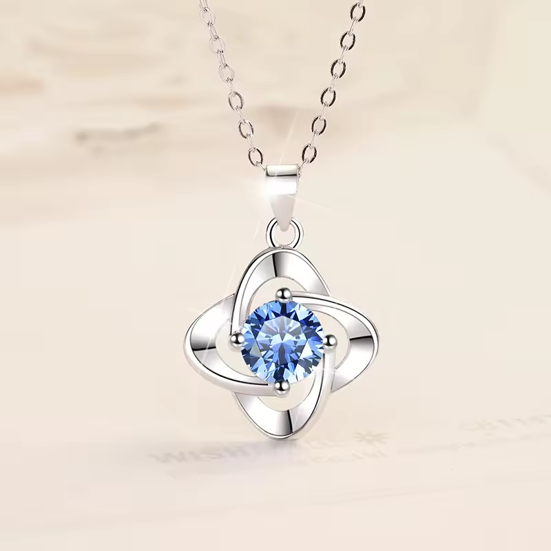 Dây Chuyền ESME ESHK012B Kim Cương Đá Moissanite Bạc 925 Xi Kim 5 lớp