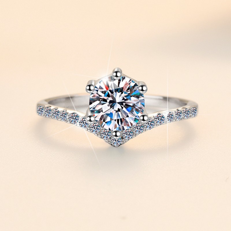 Nhẫn ESME ES290AS Kim Cương Đá Moissanite Bạc 925 Xi Kim 5 lớp (2 MẪU)