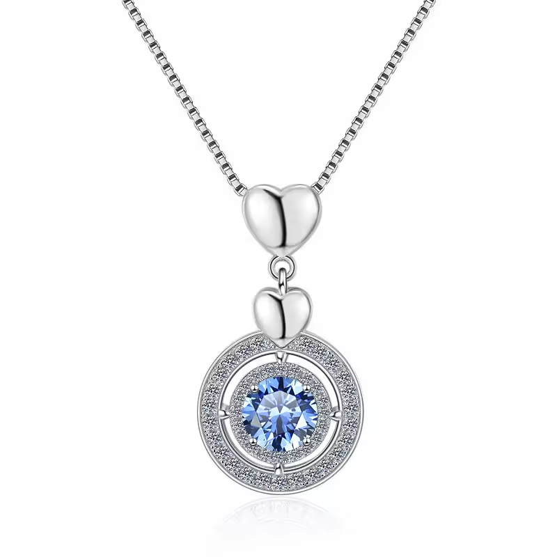Dây Chuyền ESME ESHK028B Kim Cương Đá Moissanite Bạc 925 Xi Kim 5 lớp