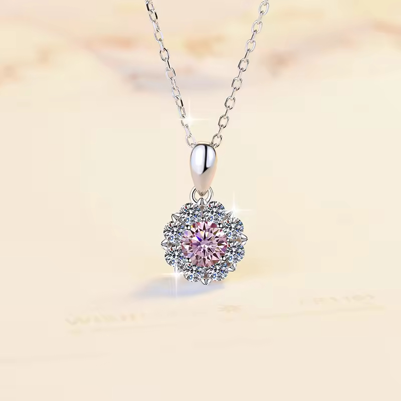 Dây Chuyền ESME ESHK063B Kim Cương Đá Moissanite Bạc 925 Xi Kim 5 lớp