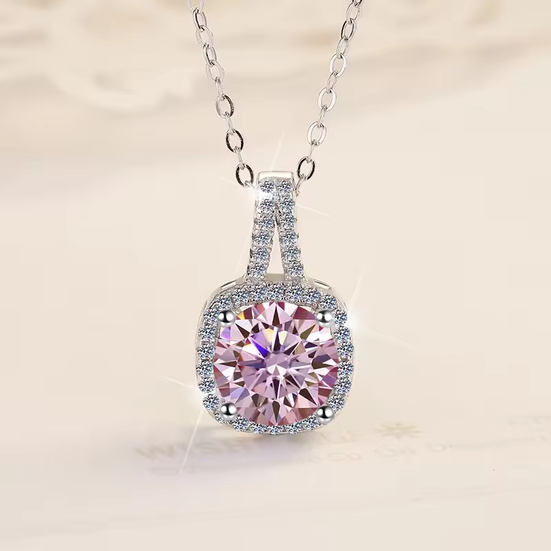 Dây Chuyền ESME ESHK013P Kim Cương Đá Moissanite Bạc 925 Xi Kim 5 lớp