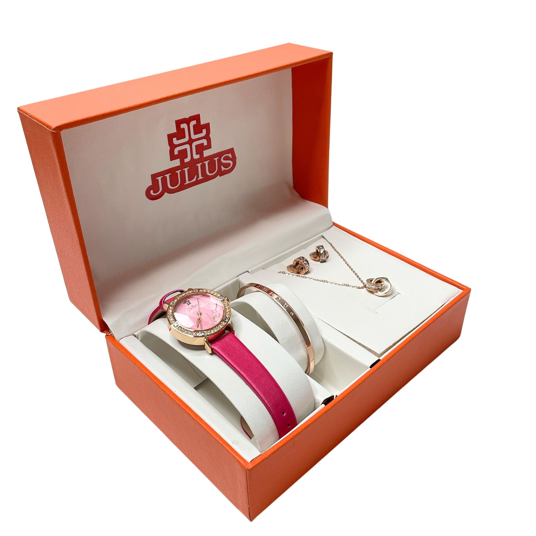 Combo Đồng Hồ Nữ JA-823D Julius Hàn Quốc +  JSB078 + ES096