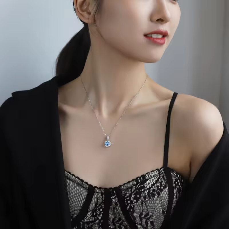 Dây Chuyền ESME ESHK004B Kim Cương Đá Moissanite Bạc 925 Xi Kim 5 lớp