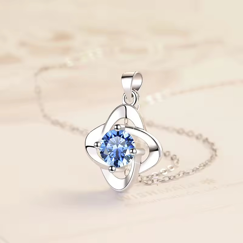 Dây Chuyền ESME ESHK012B Kim Cương Đá Moissanite Bạc 925 Xi Kim 5 lớp