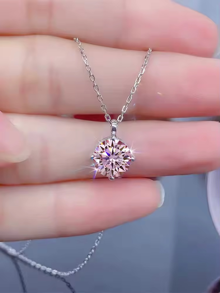 Dây Chuyền ESME ESHK006P Kim Cương Đá Moissanite Bạc 925 Xi Kim 5 lớp