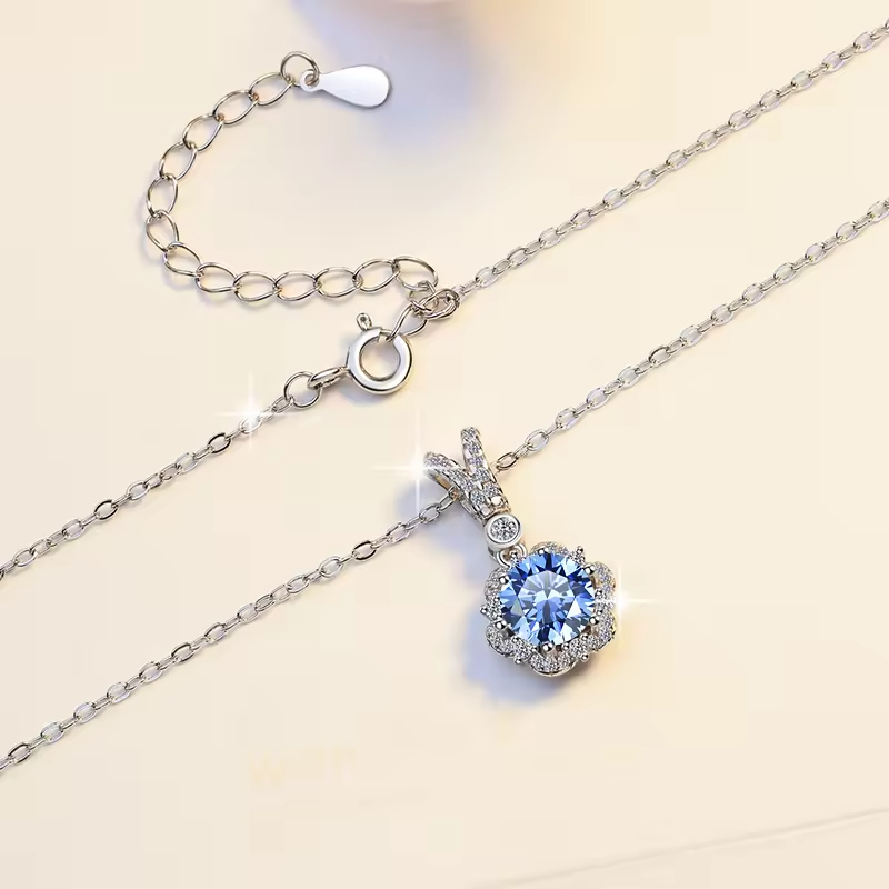 Dây Chuyền ESME ESHK035B Kim Cương Đá Moissanite Bạc 925 Xi Kim 5 lớp