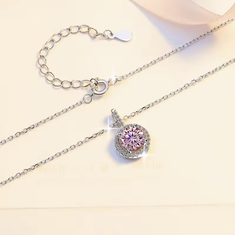 Dây Chuyền ESME ESHK065B Kim Cương Đá Moissanite Bạc 925 Xi Kim 5 lớp