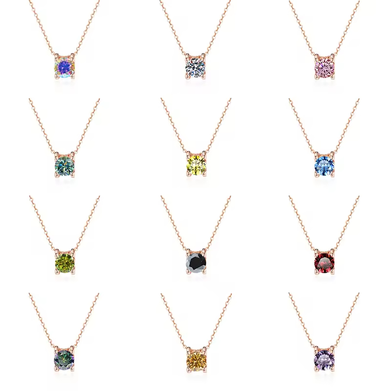 Dây Chuyền ESME ESHK019B Kim Cương Đá Moissanite Bạc 925 Xi Kim 5 lớp