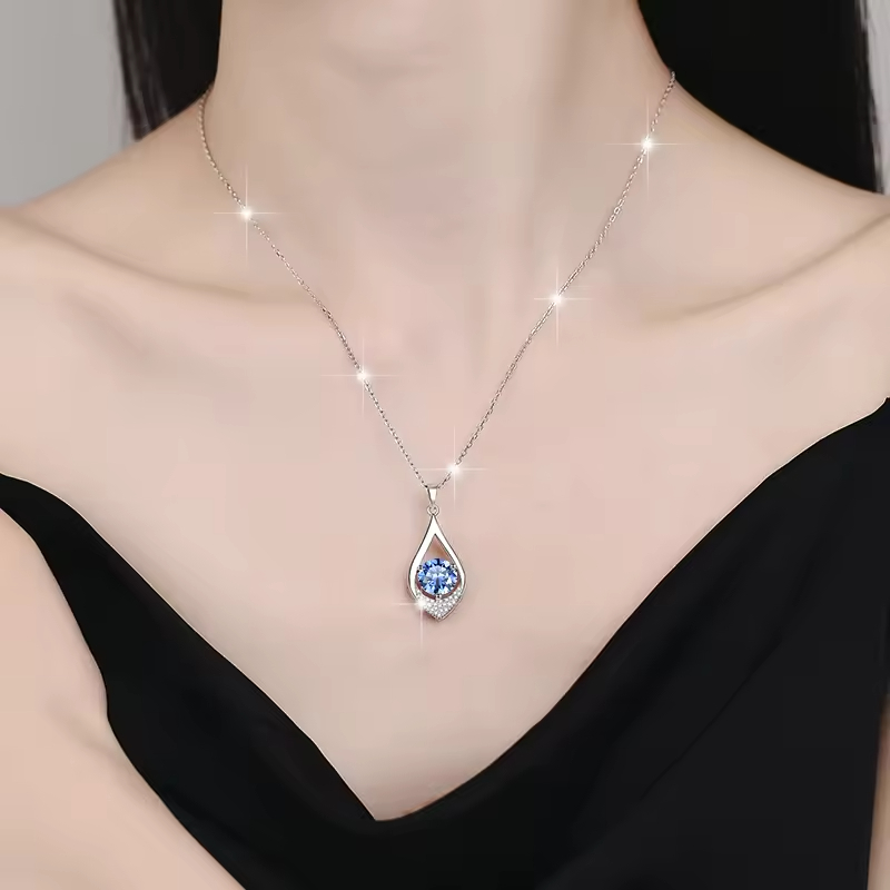 Dây Chuyền ESME ESHK056B Kim Cương Đá Moissanite Bạc 925 Xi Kim 5 lớp