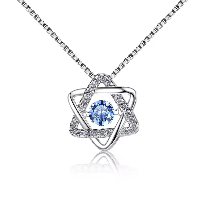 Dây Chuyền ESME ESHK025B Kim Cương Đá Moissanite Bạc 925 Xi Kim 5 lớp