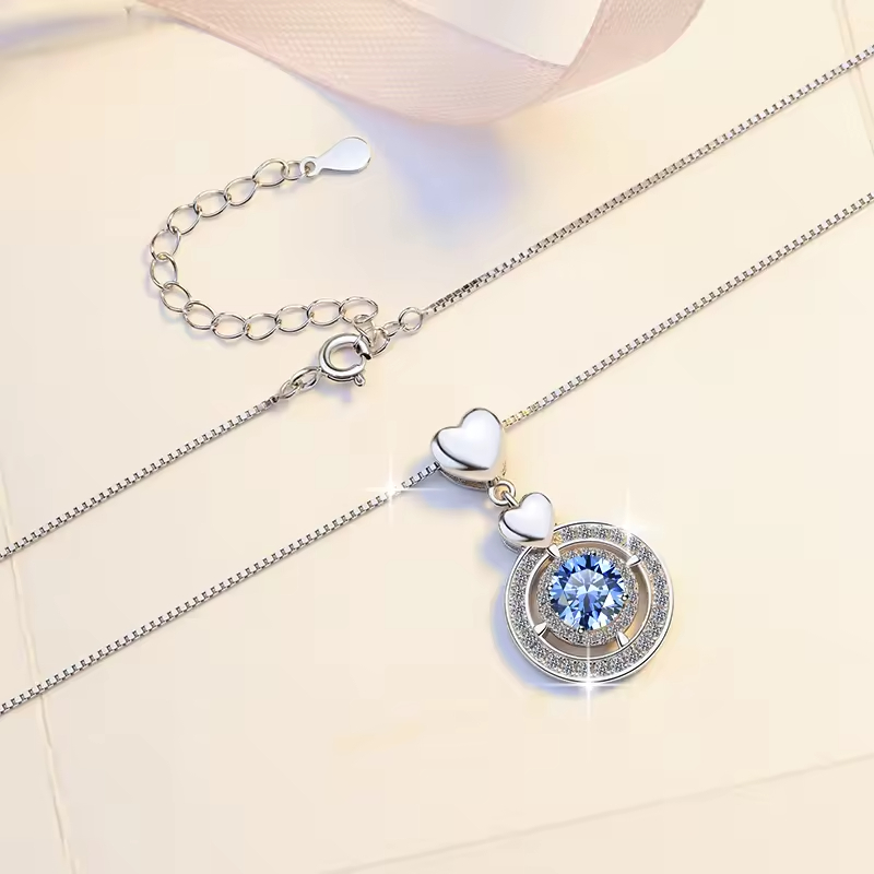 Dây Chuyền ESME ESHK028B Kim Cương Đá Moissanite Bạc 925 Xi Kim 5 lớp