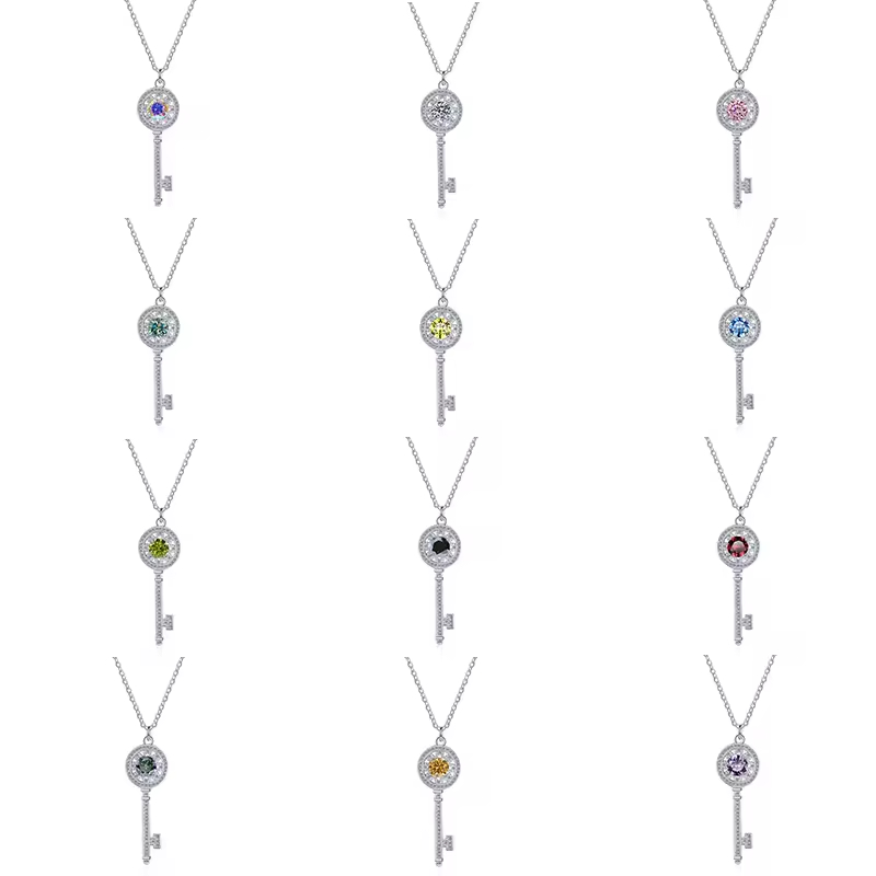 Dây Chuyền ESME ESHK015B Kim Cương Đá Moissanite Bạc 925 Xi Kim 5 lớp