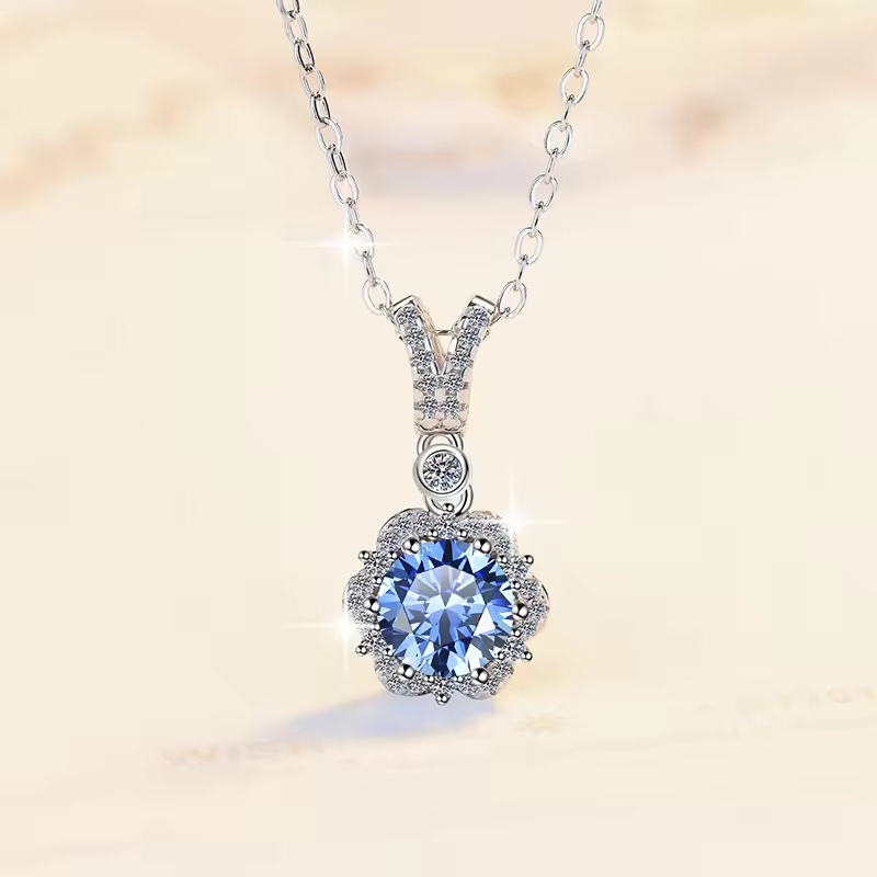 Dây Chuyền ESME ESHK035B Kim Cương Đá Moissanite Bạc 925 Xi Kim 5 lớp