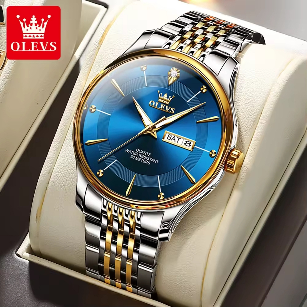 Đồng Hồ Nam OLEVS-9908B Dây Thép Chính Hãng