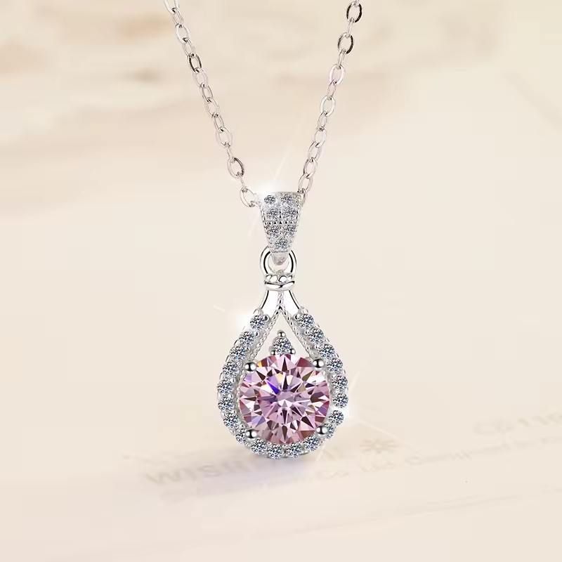 Dây Chuyền ESME ESHK011P Kim Cương Đá Moissanite Bạc 925 Xi Kim 5 lớp