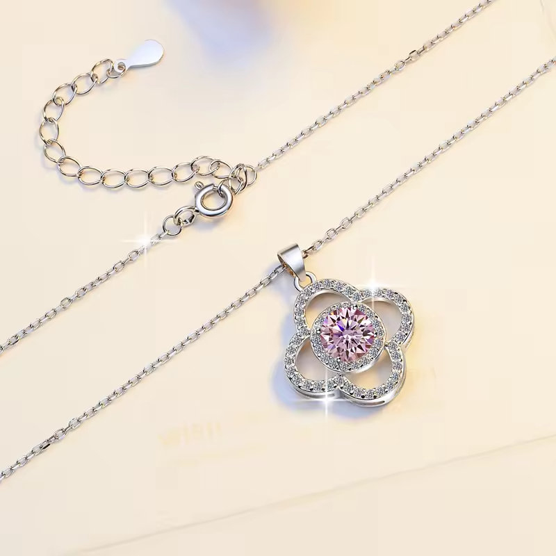 Dây Chuyền ESME ESHK061B Kim Cương Đá Moissanite Bạc 925 Xi Kim 5 lớp