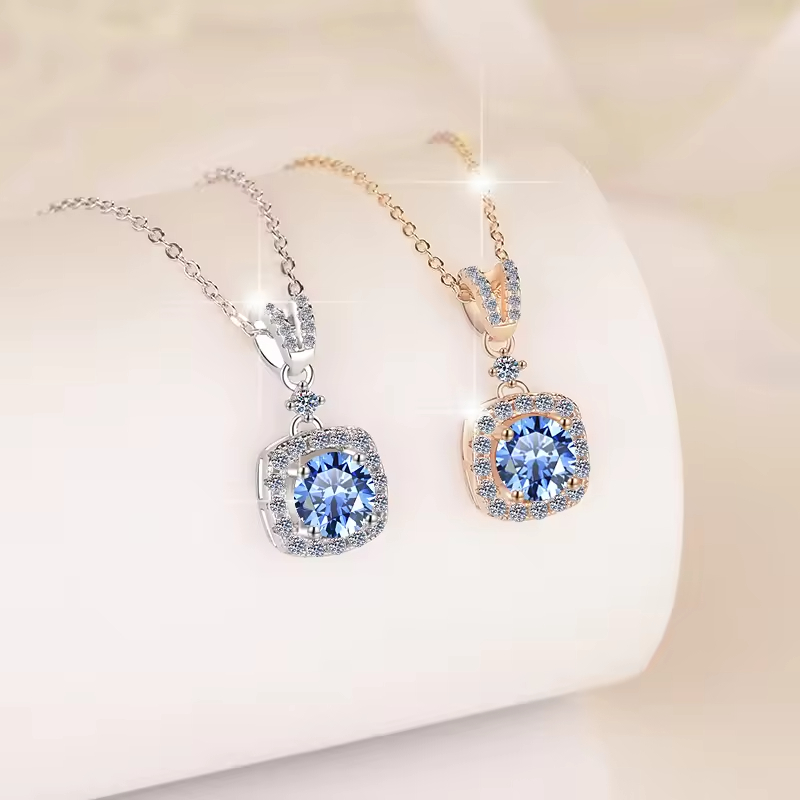 Dây Chuyền ESME ESHK057B Kim Cương Đá Moissanite Bạc 925 Xi Kim 5 lớp