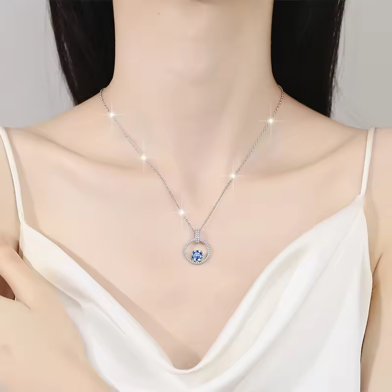 Dây Chuyền ESME ESHK059B Kim Cương Đá Moissanite Bạc 925 Xi Kim 5 lớp