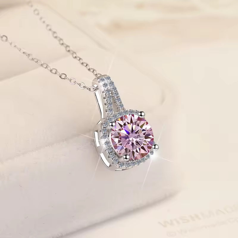 Dây Chuyền ESME ESHK013P Kim Cương Đá Moissanite Bạc 925 Xi Kim 5 lớp