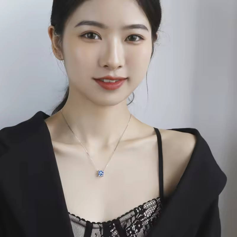 Dây Chuyền ESME ESHK002B Kim Cương Đá Moissanite Bạc 925 Xi Kim 5 lớp