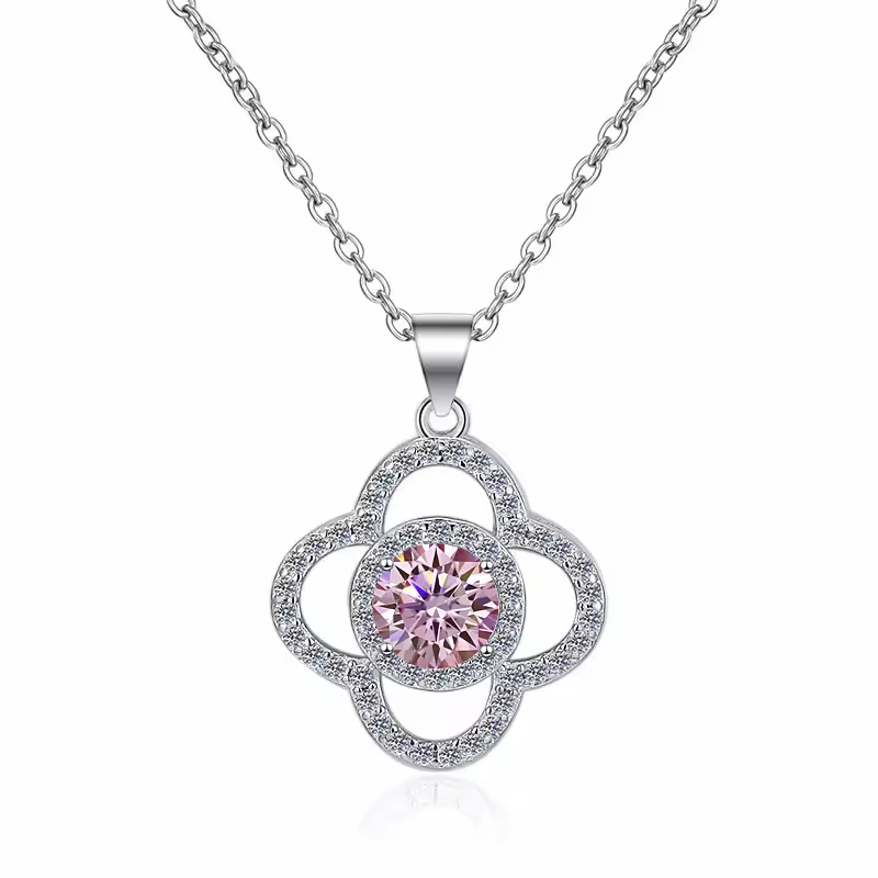 Dây Chuyền ESME ESHK061B Kim Cương Đá Moissanite Bạc 925 Xi Kim 5 lớp