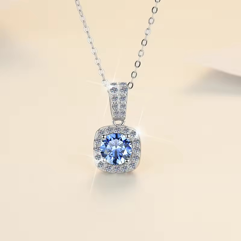 Dây Chuyền ESME ESHK004B Kim Cương Đá Moissanite Bạc 925 Xi Kim 5 lớp