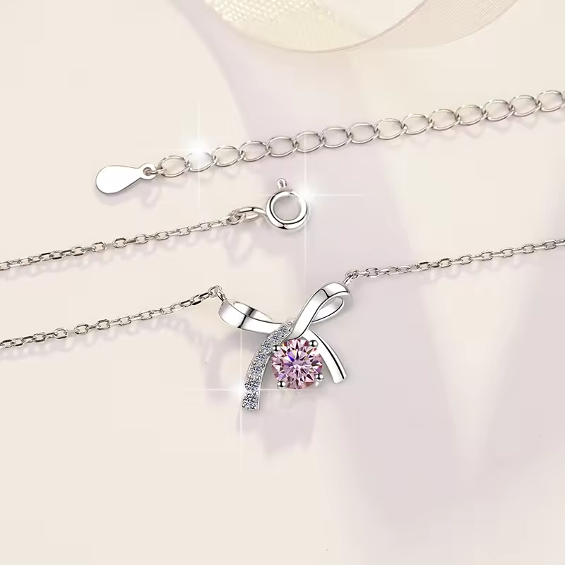 Dây Chuyền ESME ESHK068B Kim Cương Đá Moissanite Bạc 925 Xi Kim 5 lớp