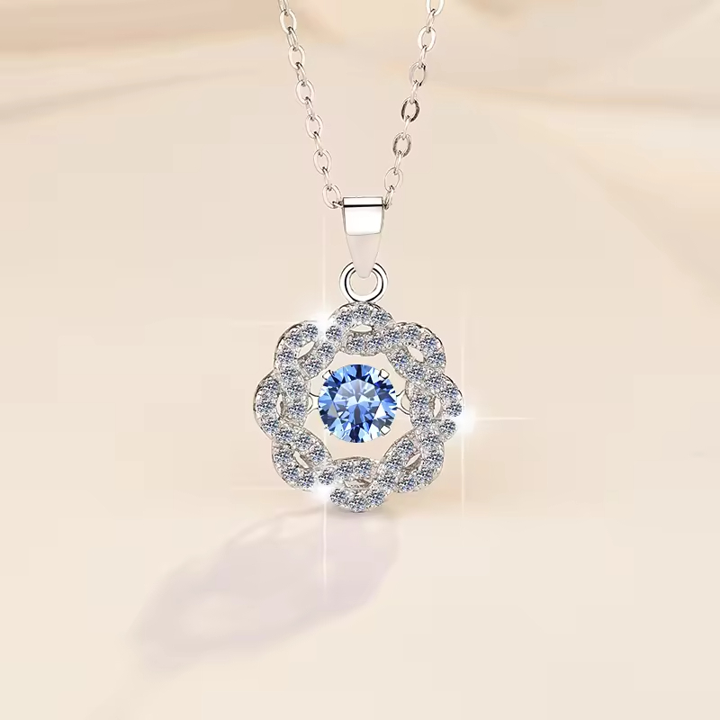 Dây Chuyền ESME ESHK017B Kim Cương Đá Moissanite Bạc 925 Xi Kim 5 lớp