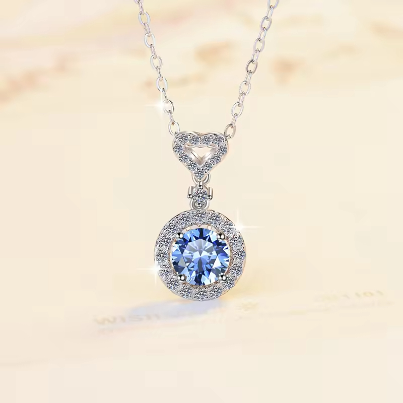 Dây Chuyền ESME ESHK030B Kim Cương Đá Moissanite Bạc 925 Xi Kim 5 lớp